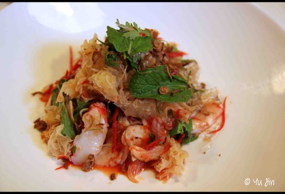Prawn & Pomelo Salad with White Coral Mushrooms & Mint 